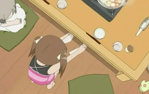Oh dear...it's Micchan...!! She's pulling her from under the table!!?!