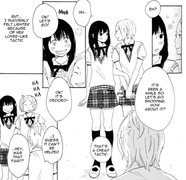 Fuuka doesn't really wanna go on a 3 way date... but Riri convinces her.